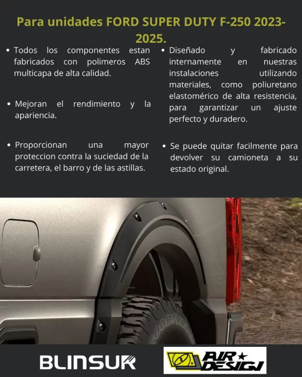 Juego Cantoneras Lisos Ford Super Duty Caja Grande 2023-2025