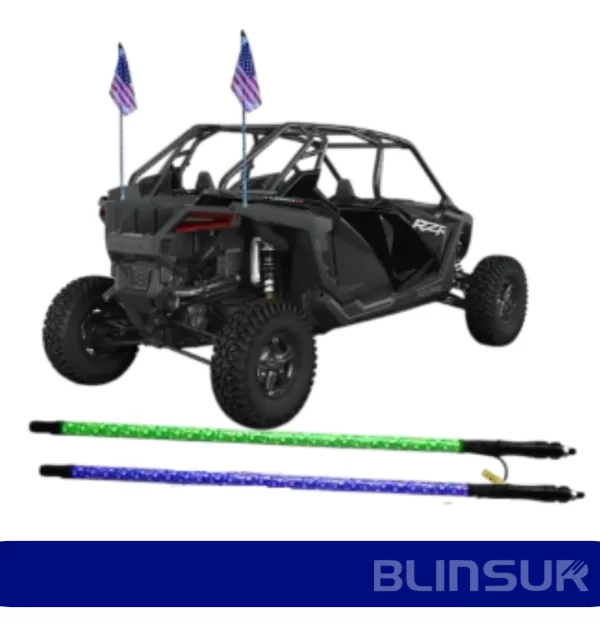 Antena C/luz Led Verde Universal C/bandera 120cm 12vcc