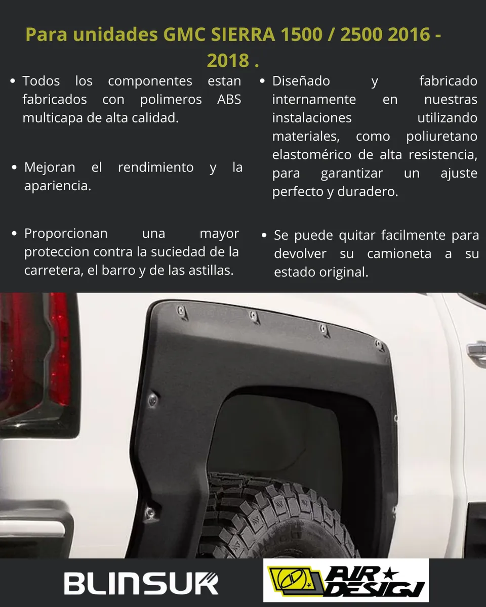 Juego Cantoneras Lisos Gmc Sierra 1500/2500 2016-2018 - Image 3