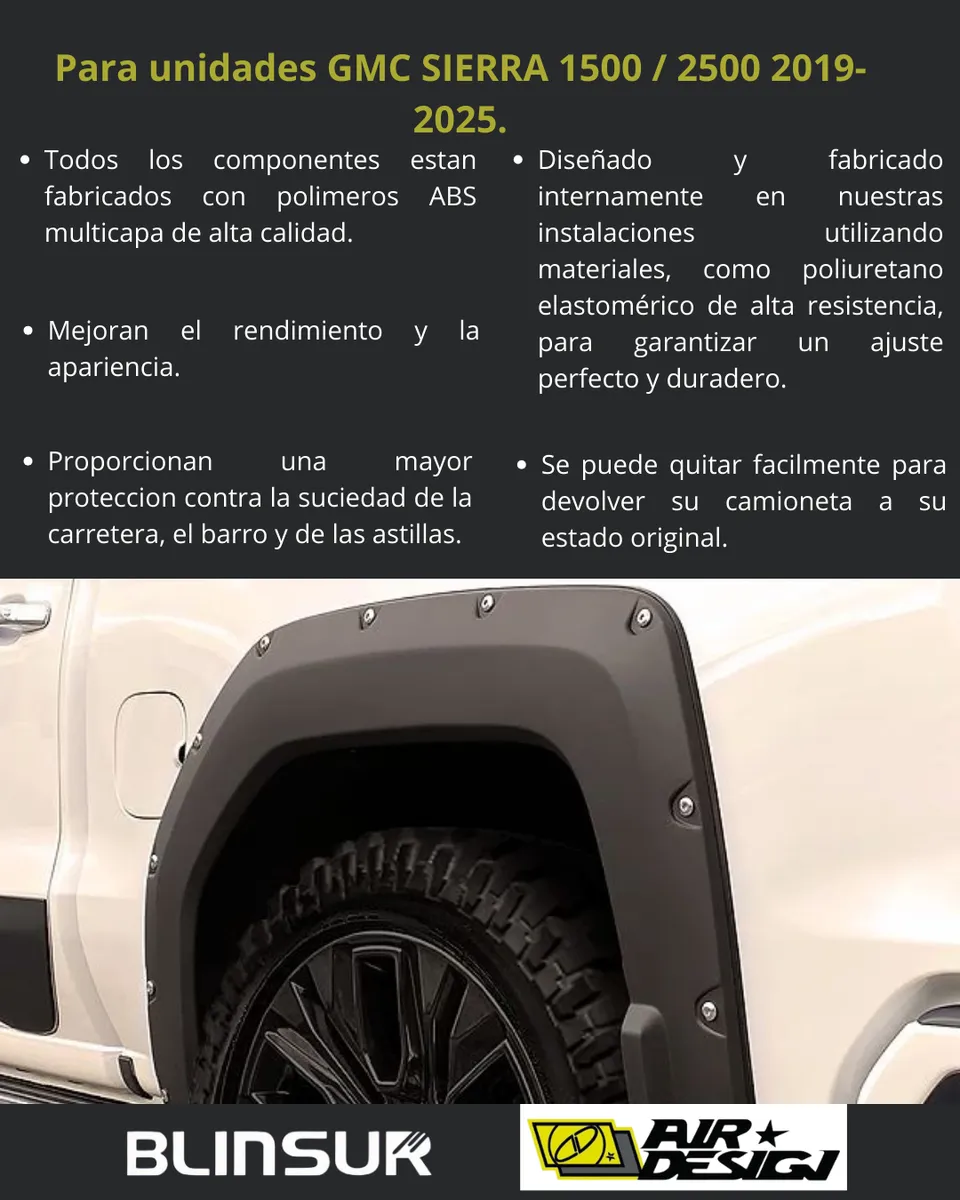 Juego Cantoneras Lisos Gmc Sierra 2019-2025 - Image 3