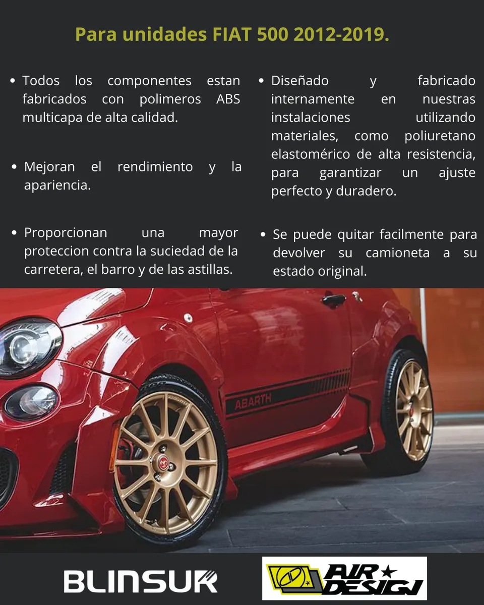Juego Cantoneras Lisos Para Fiat 500 2012/2019 - Image 3