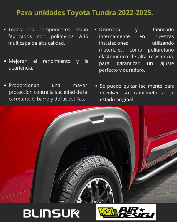 Juego Cantoneras Lisos, Toyota Tundra 2022-2025