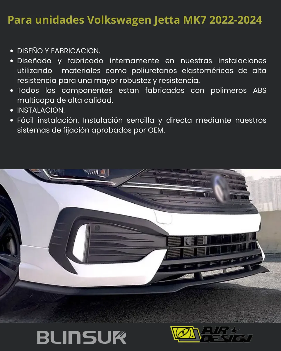 Spoiler Delantero Con Splitter Vw Jetta 2022-2024 - Image 3