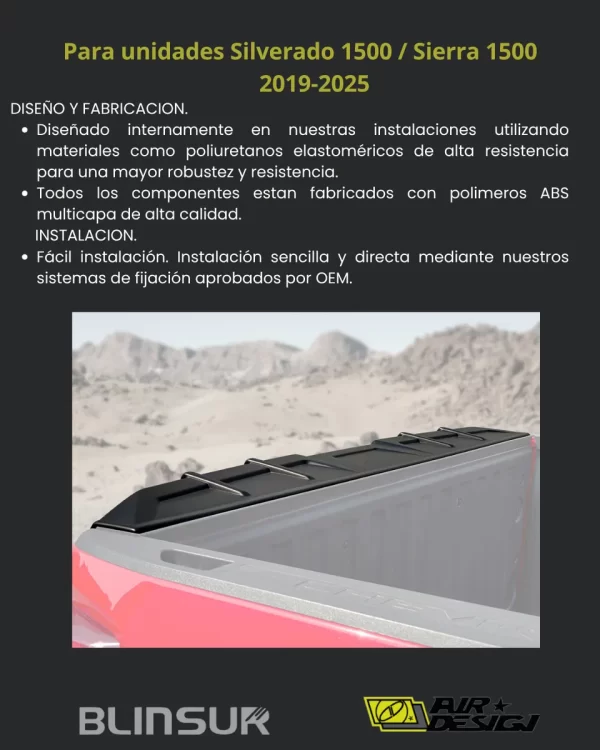Spoiler Tapa Batea Silverado 1500 / Sierra 1500 2019 - 2025