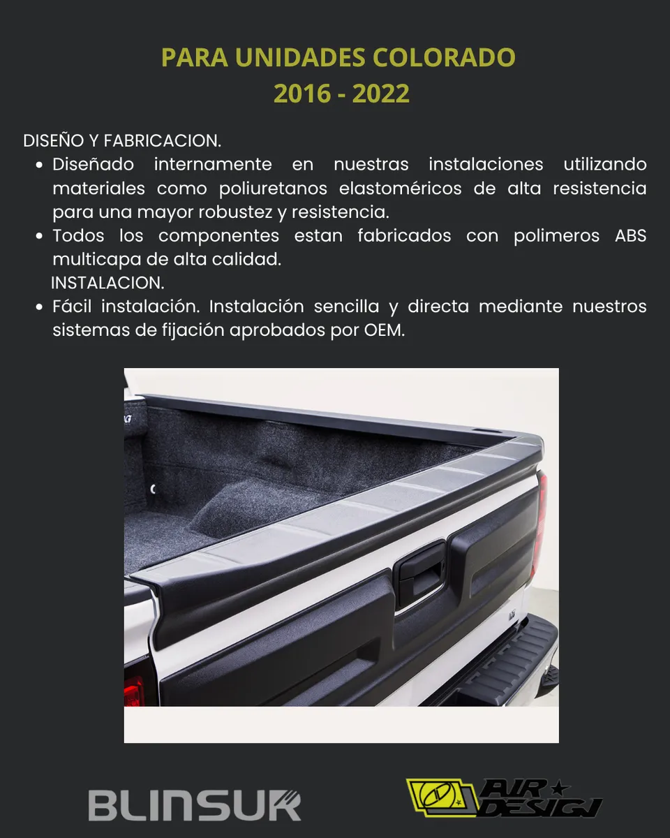 Spoiler Trasero De Tapa Airdesign Chev Colorado 2016 2022 - Image 3