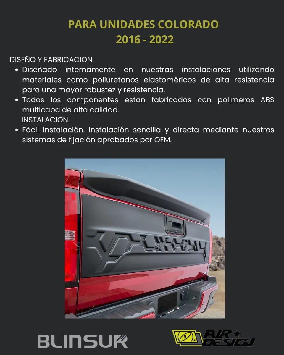 Aplique Trasero De Tapa Airdesign Chev Colorado 2016 2022 - Image 3