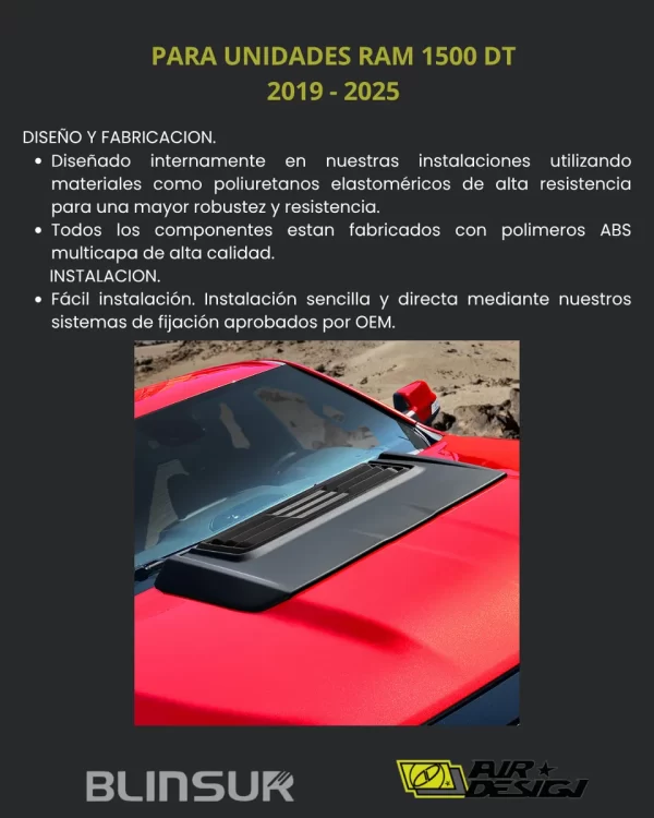 Toma De Aire De Cofre Airdesign Dodge Ram 1500 Dt 2019 2025