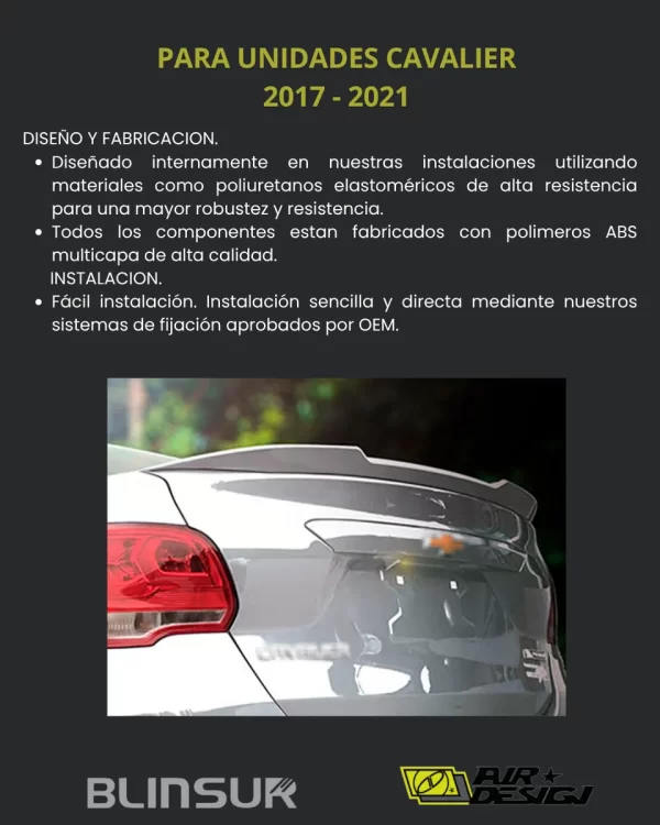Alerón De Bajo Perfil Air Design Cavalier 2017 - 2021