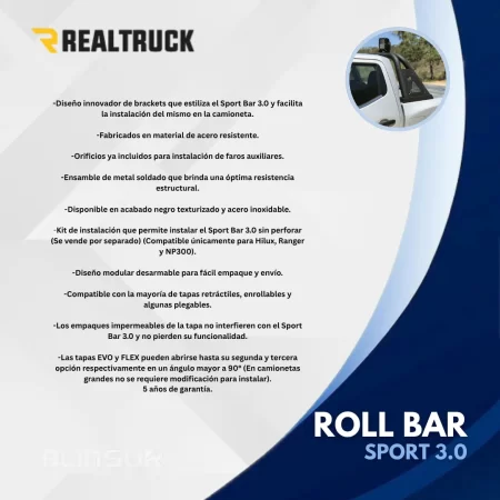 Roll Bar Go Rhino Sport Bar 3.0 Toyota Hilux 2016 - 2025 - Image 3