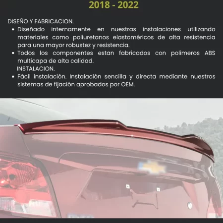 Alerón De Bajo Perfil Chevrolet Aveo 2018  2022 - Image 3