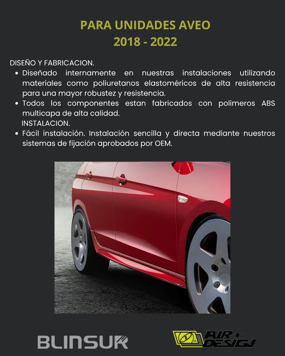 Juego De Faldones Laterales Chevrolet Aveo 2018  2022 - Image 3