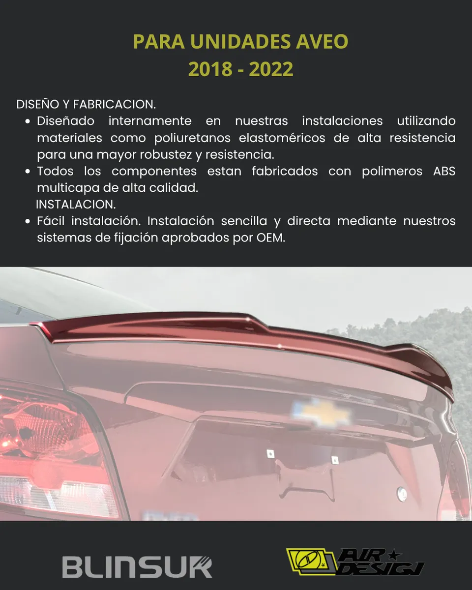 Alerón De Bajo Perfil Chevrolet Aveo 2018 - 2022 - Image 3