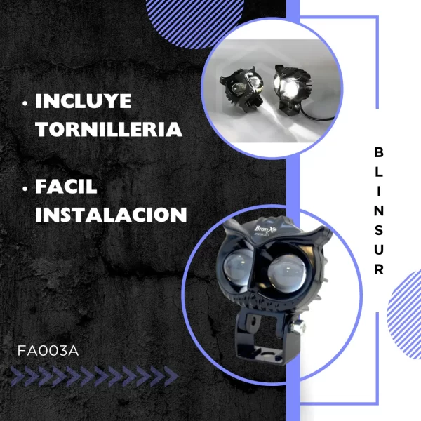 Par De Faros Universal Búho 12 Hiperleds 12-24v Bicolor