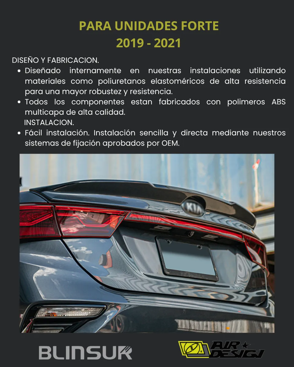 Alerón De Bajo Perfil Air Design Kia Forte 2019  2021 - Image 3