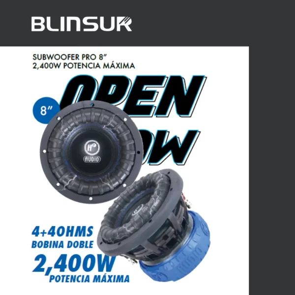 Subwoofer Doble Bobina Pro 8 Pulgadas 2400 W