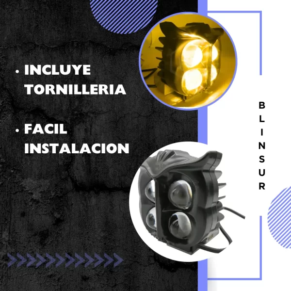Par De Faros Buho 4 Led Bicolor C/funciones Y Ojo De Diablo