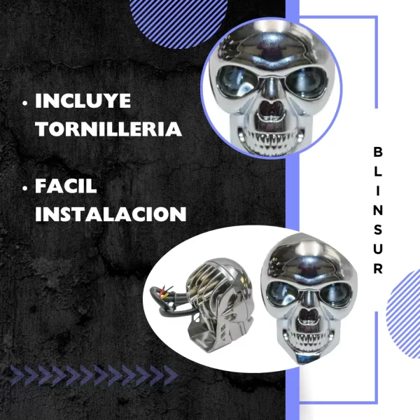 Faro Calavera 3  X 2  2 Mega Hiperled Blanco/amabar Ba
