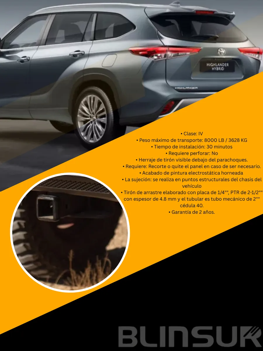 Kit Tiron Para Toyota Highlander 2014 - 2024 + Cople Y Bola - Image 3