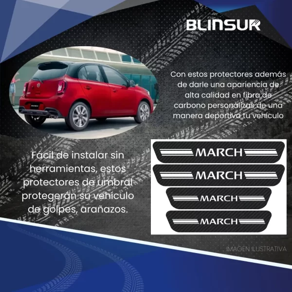 Sticker Protección Bl De Estribos 4 Puertas Nissan March