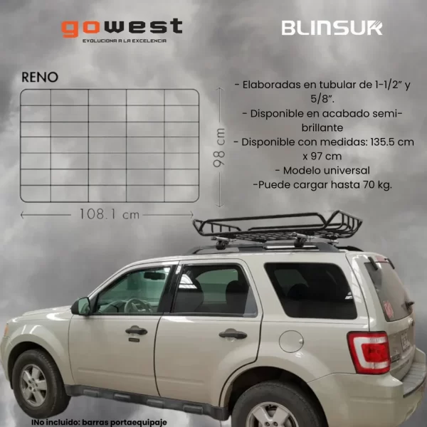 Canastilla Porta Equipaje Reno 108.1 X 98 Cm Negra Go West