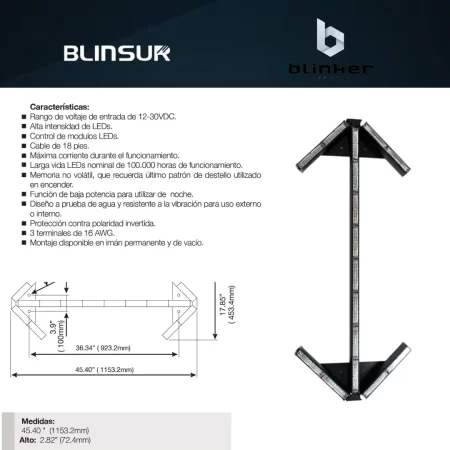 Barra De Trafico De Emergencia 96 Leds Luz Ambar Blinker - Image 3