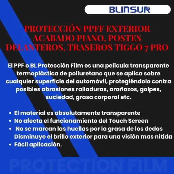 Protección Ppf, Postes Delanteros, Traseros Para Tiggo 7 Pro