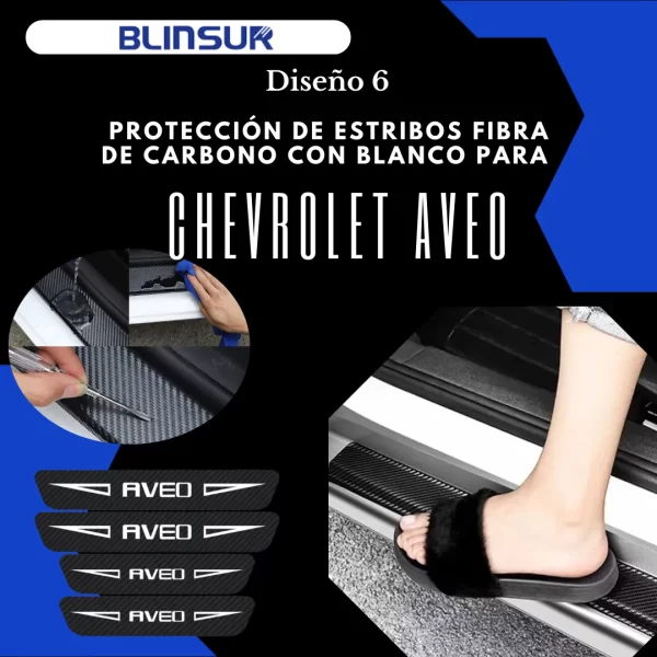 Sticker Protección De Estribos Para Chevrolet Aveo Diseño 6