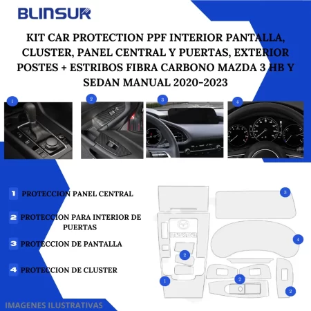 Kit Car Ppf Y Fibra De Carbono Mazda 2 20-23 Hb/sedan Manual - Image 3