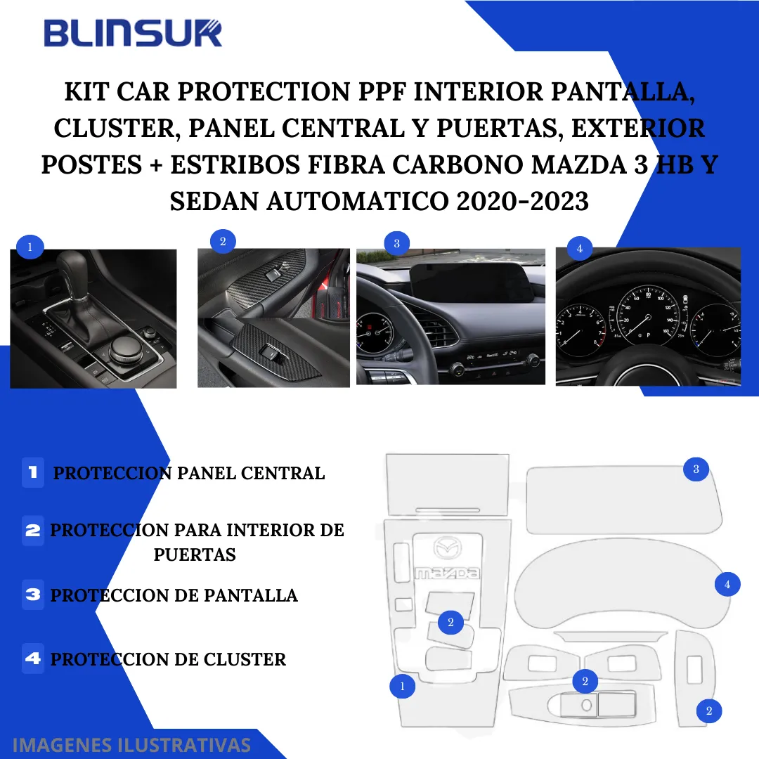 Kit Car Ppf Y Fibra De Carbono Mazda 2 20-23 Hb/sedan Autom. - Image 3
