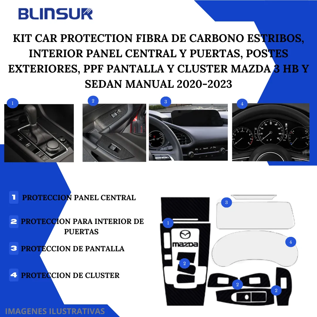 Kit Car Ppf Y Fibra De Carbono Mazda 2 20-23 Hb/sedan Manual - Image 3