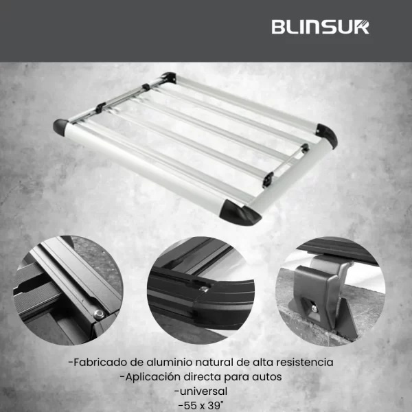 Canastilla Porta Equipaje Universal 55x39 Aluminio Natural