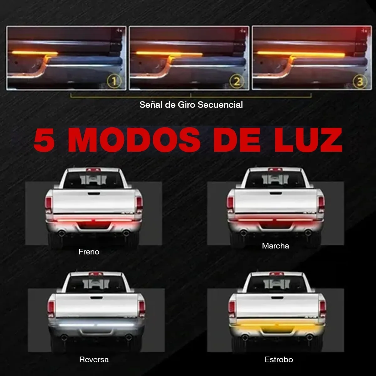 Mictuning Barra Luz Triple Led Puerta Trasera Aluminio 60in - Image 3