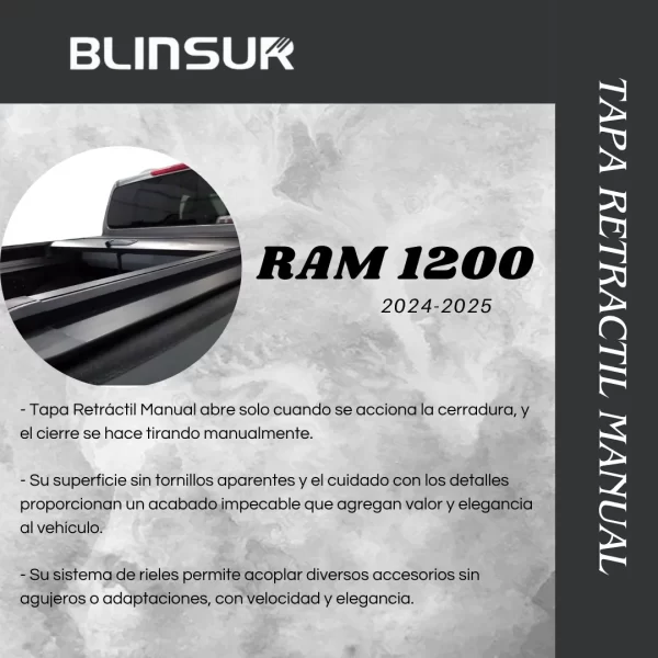 Tapa Retractil Manual Para Ram 1200 2024-2025 Doble Cabina