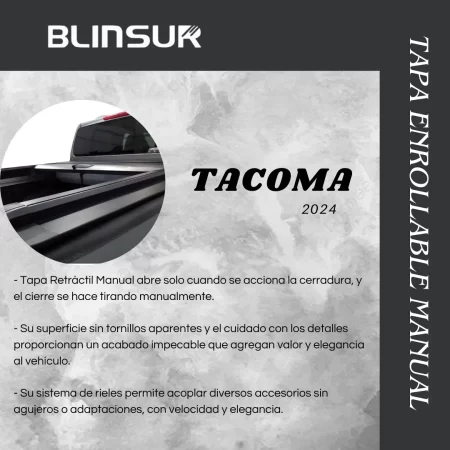 Tapa Cubre Batea Enrollable Manual Para Tacoma 2024 - Image 3