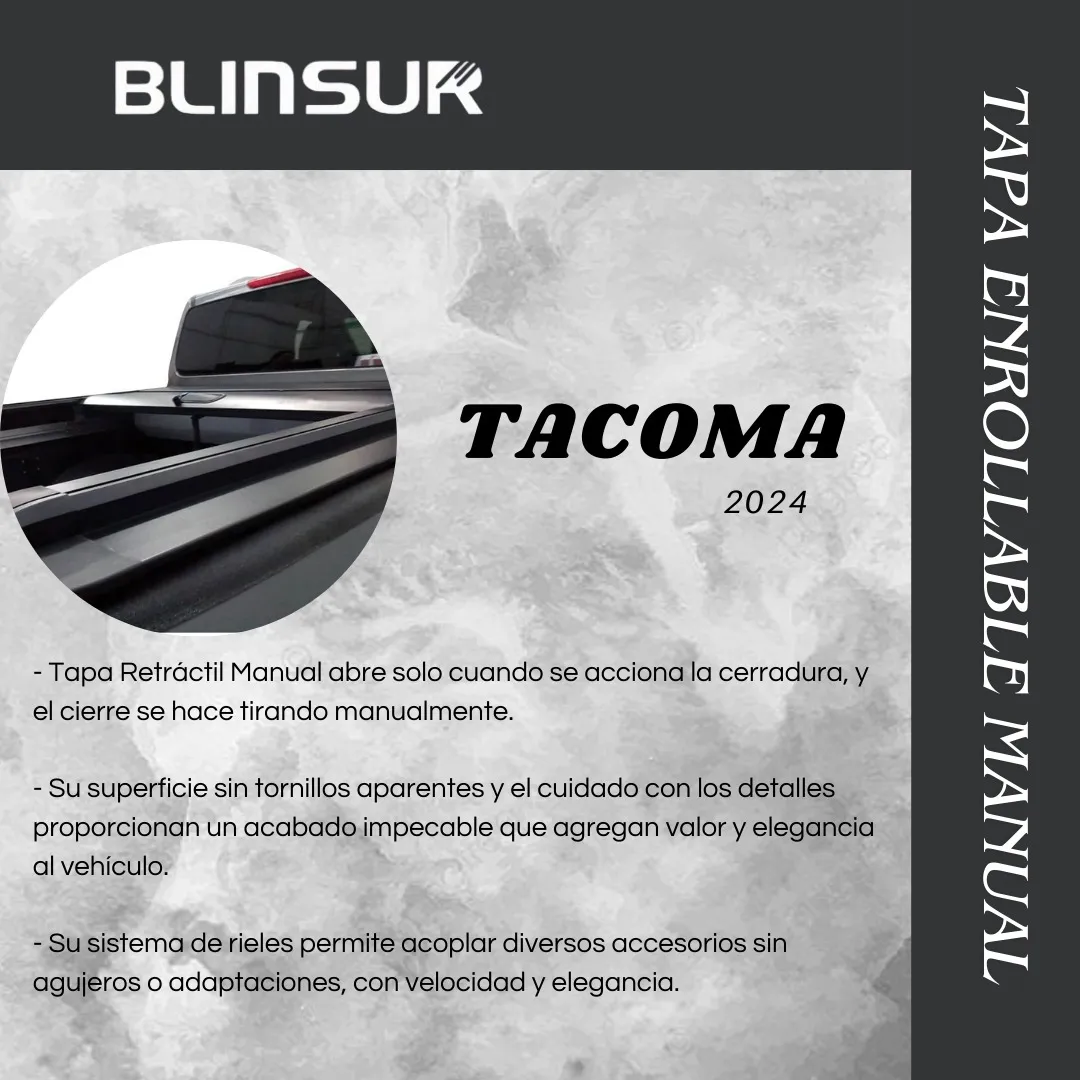 Tapa Cubre Batea Enrollable Manual Para Tacoma 2024 - Image 3