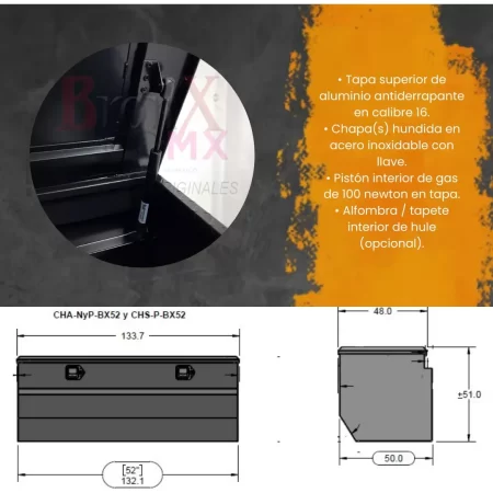 Caja Herramientas Acero Al Carbon Tipo Baúl De 52 Pulgadas - Image 3