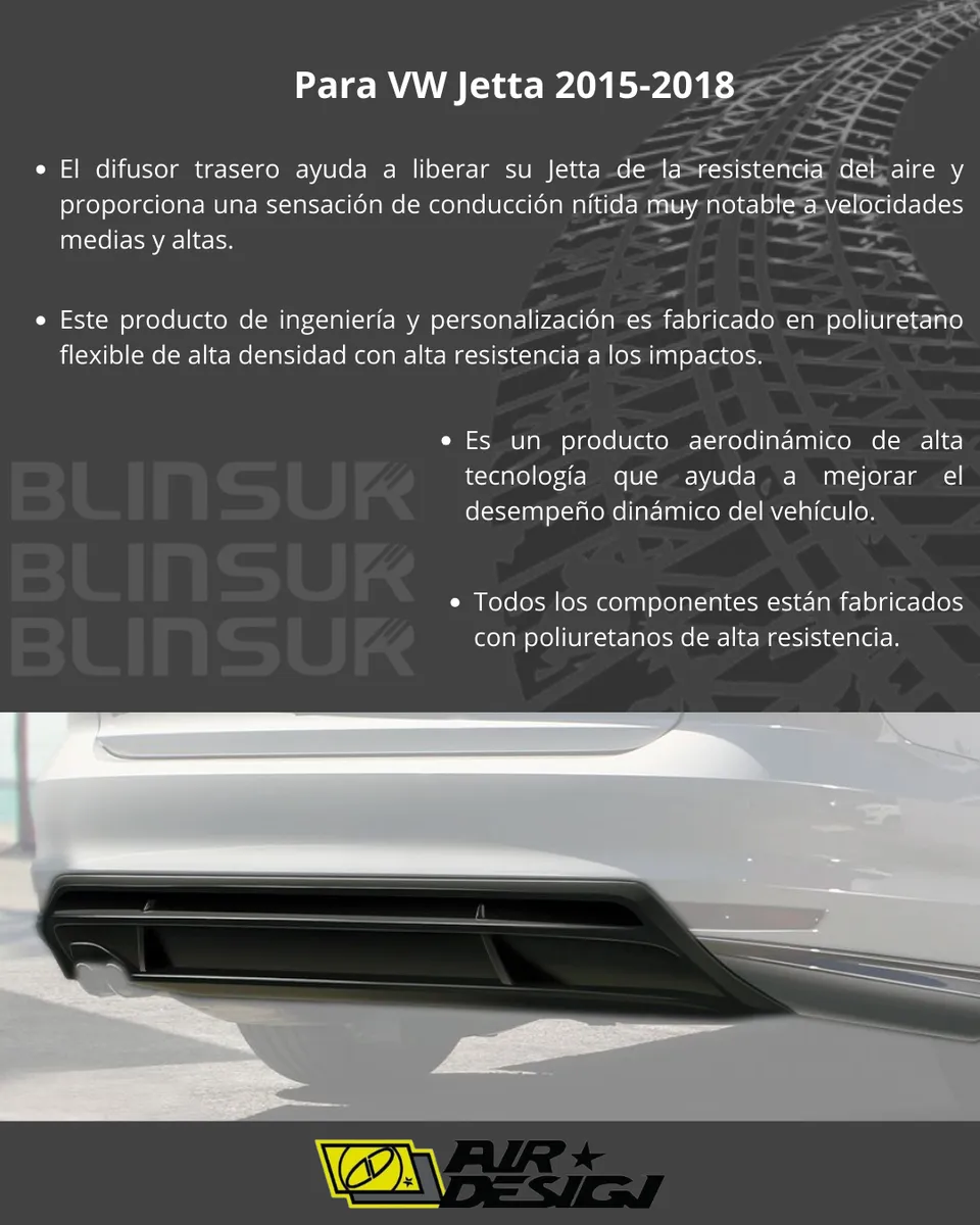 Spoiler Trasero Con Difusor Para Vw Jetta 2015 - 2018. - Image 3