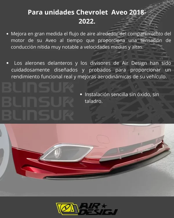 Spoiler Delantero Con Splitter Chevrolet Aveo 2018 - 2022