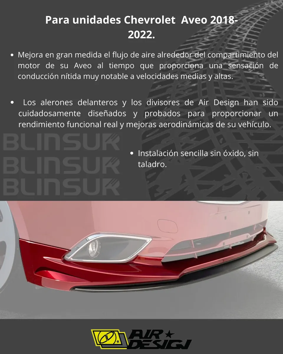 Spoiler Delantero Con Splitter Chevrolet Aveo 2018 - 2022 - Image 3