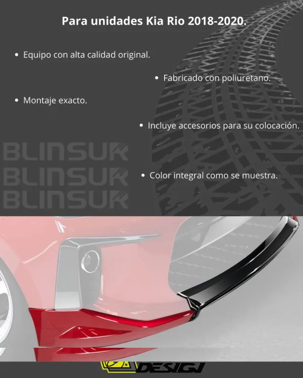 Spoiler Delantero Con Skid Plate Kia Rio 2018 - 2020