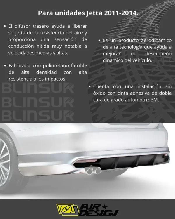 Spoiler Trasero Con Difusor Vw Jetta 2011 - 2014