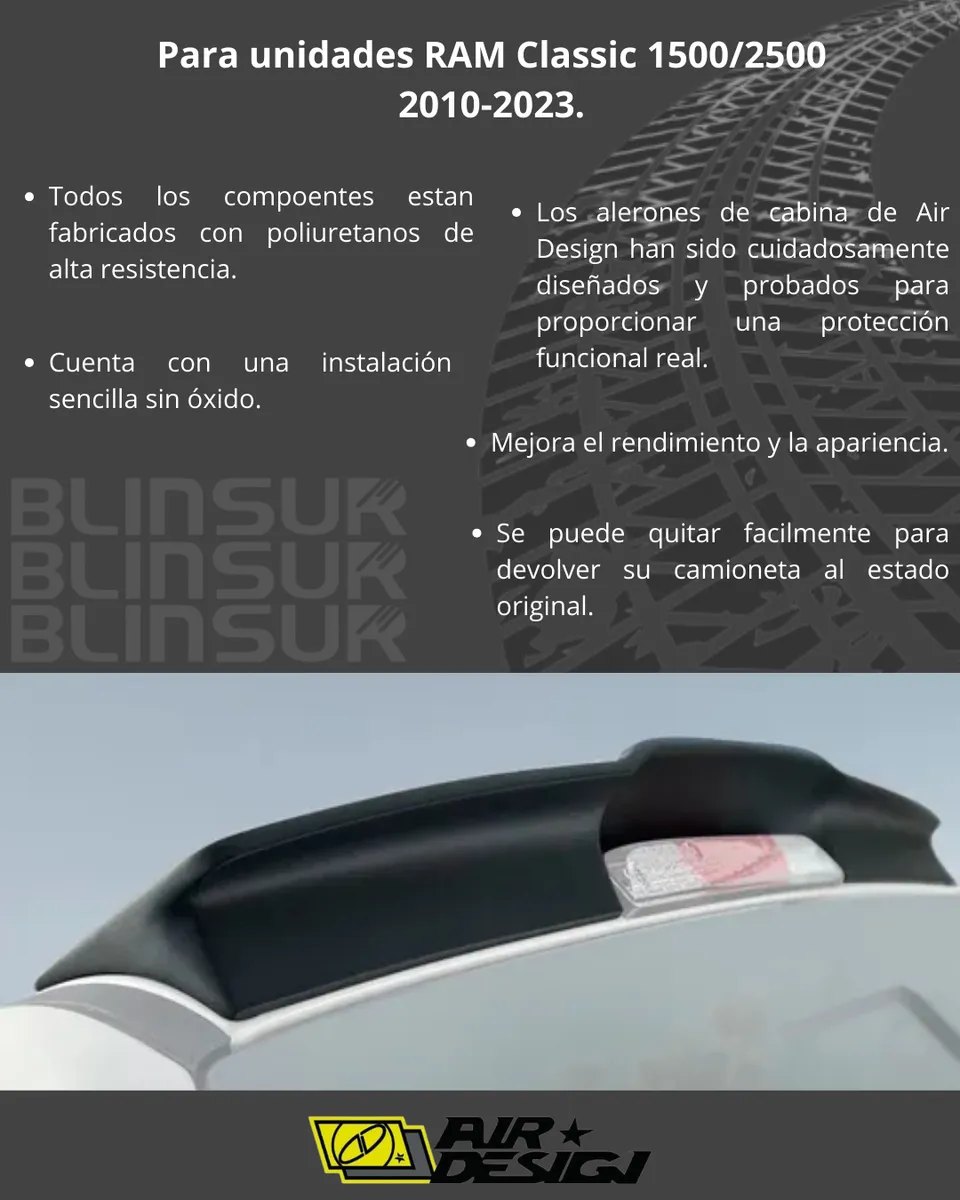 Spoiler De Cabina Dodge Ram Classic 1500/2500 2010 - 2024 - Image 3