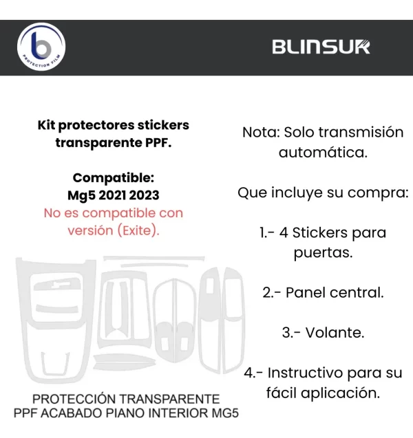 Kit Completo Sticker Puertas Y Panel Central Mg5 2021 2022
