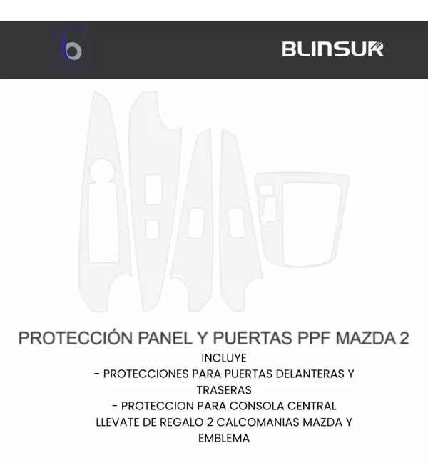 Protector Ppf Consola Central Puertas Mazda 2 2019 Al 2023