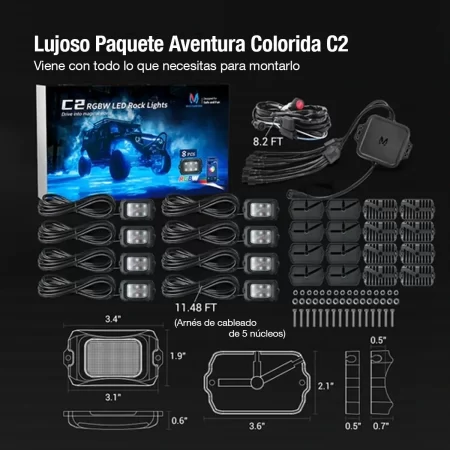 Luz Roca Rgb Led Mictuning C2 Rock Light Jeep Rzr Utv 8 Pzas - Image 4