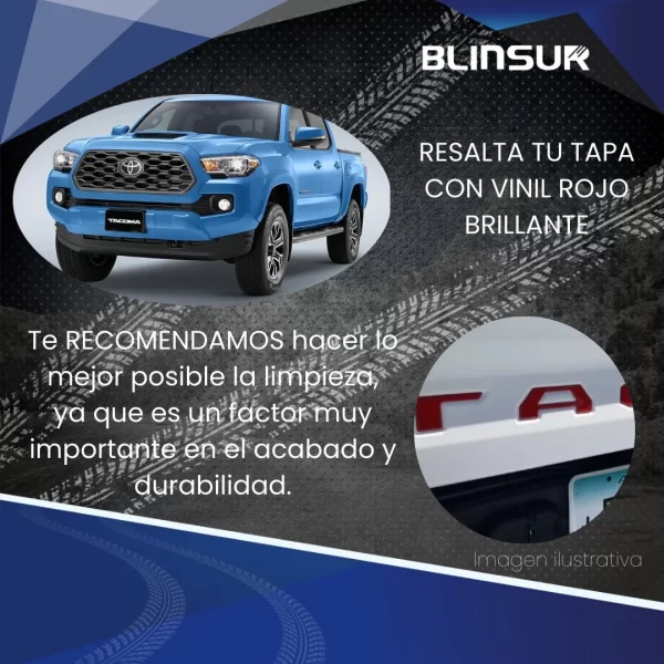 Sticker Bl Letras Tacoma Para Tapa Vinil Rojo Brillante 2024