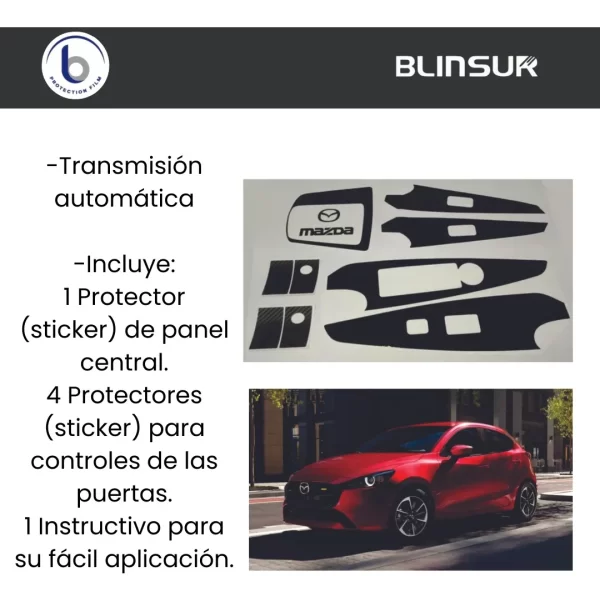 Kit Proteccion Acabado Negro Piano Panel/4 Puertas Mazda 2