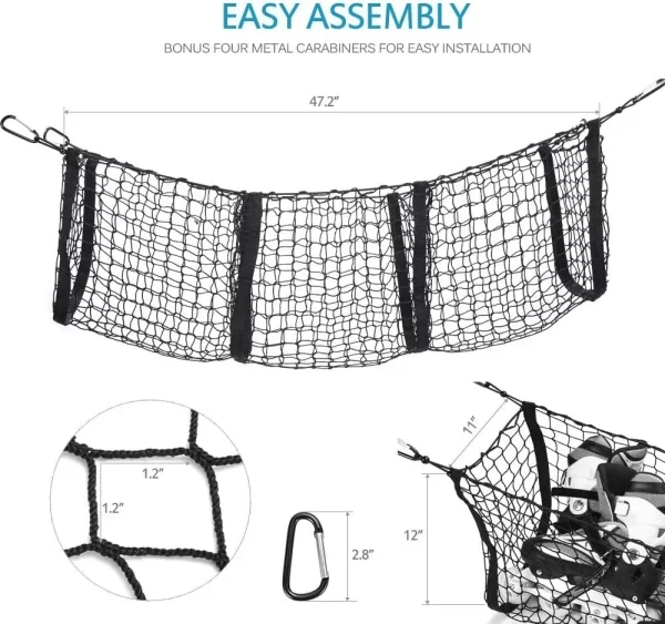 Mictuning Red De Almacenamiento De 3 Bolsillos Para Cajuela