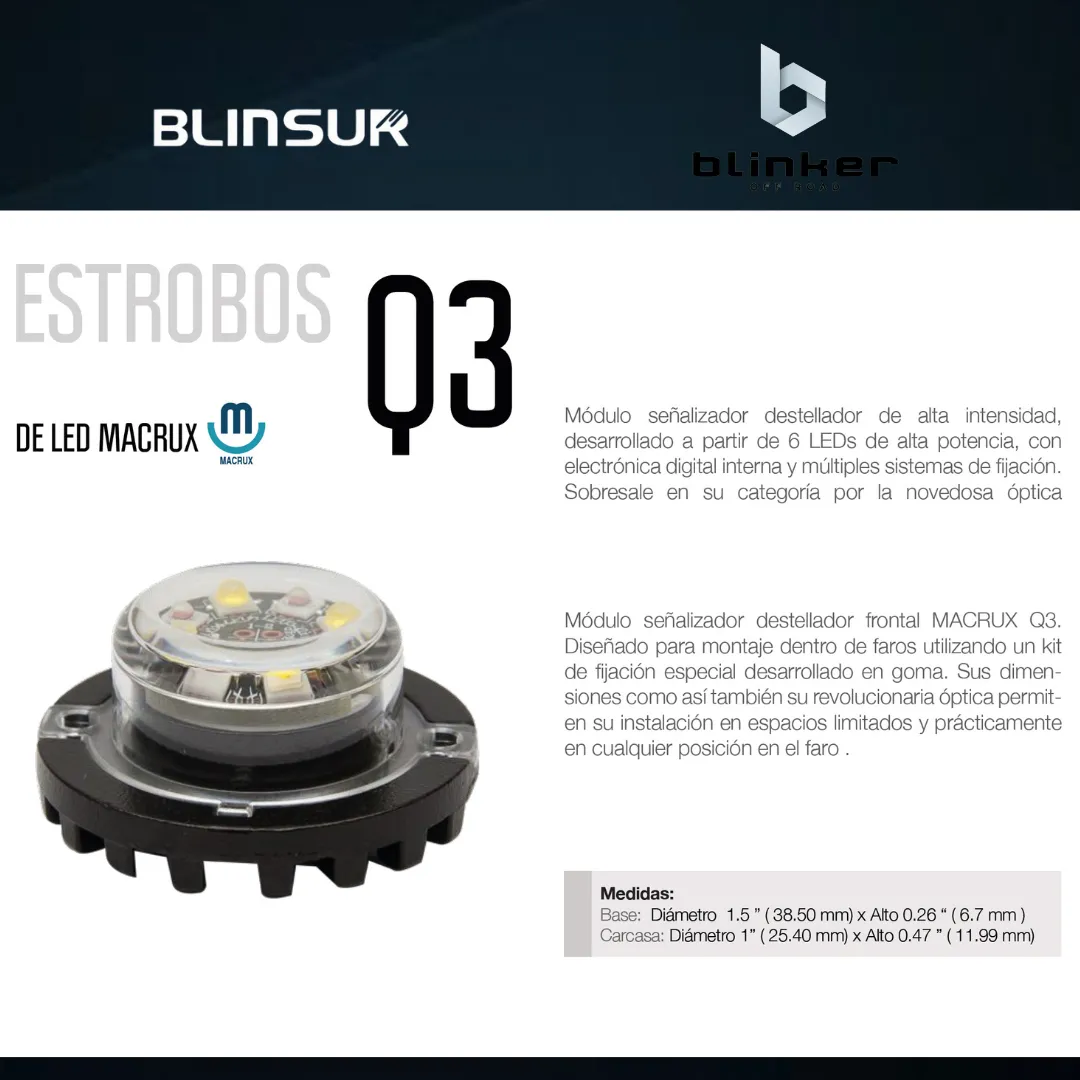 Una Pieza De Estrobo Led Q3 6 Leds Blancos Blinker - Image 4