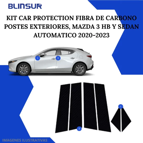 Kit Car Ppf Y Fibra De Carbono Mazda 2 20-23 Hb/sedan Autom